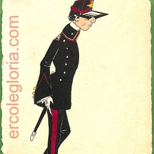 ah1728 - CARTOLINA EPOCA dipinta a MANO - Costume Militare ACCADEMIA TORINO