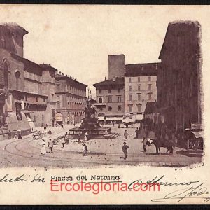 ae2033 - CARTOLINA  D'EPOCA - Bologna Città - Piazza del Nettuno  1902