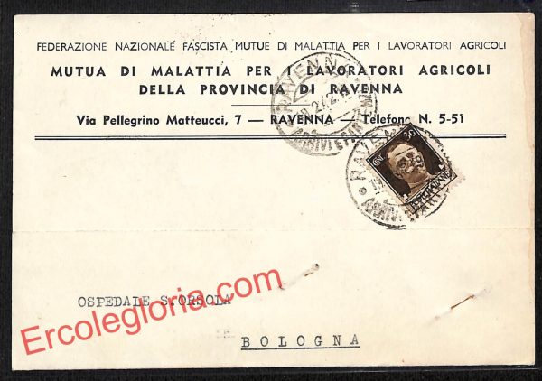 ah9216 - STORIA POSTALE - Ravenna - Mutua di Malattia per i Lavoratori Agricoli