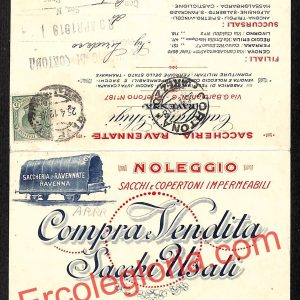 ah9223 - STORIA POSTALE - Ravenna Città - ''Saccheria Ravennate''