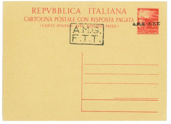 P2674 - ITALIA AMG-FTT , CARTOLINA `POSTALE DOPPIA C 8B PERFETTA!!!