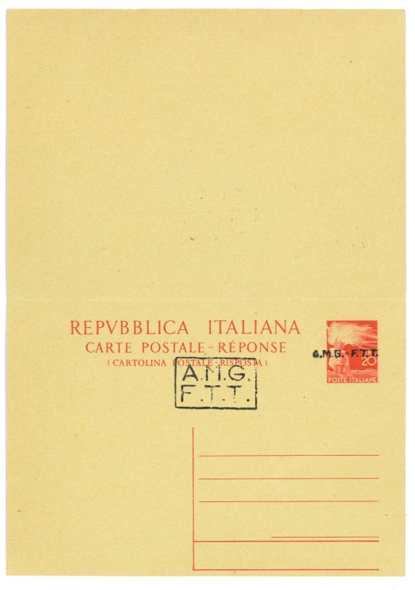 P2674 - ITALIA AMG-FTT , CARTOLINA `POSTALE DOPPIA C 8B PERFETTA!!! - immagine 2