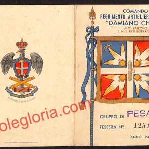ah6527 - TESERA D'ISCRIZIONE - Comando Reggimento Artiglieri  ''Damiano Chiesa''