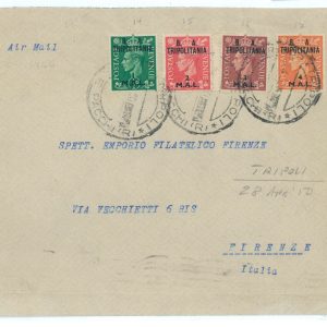 P2547 - B.A. TRIPOLITANIA ,DA TRIPOLI PER FIRENZE TARIFFA ESATTA PER POSTA AEREA