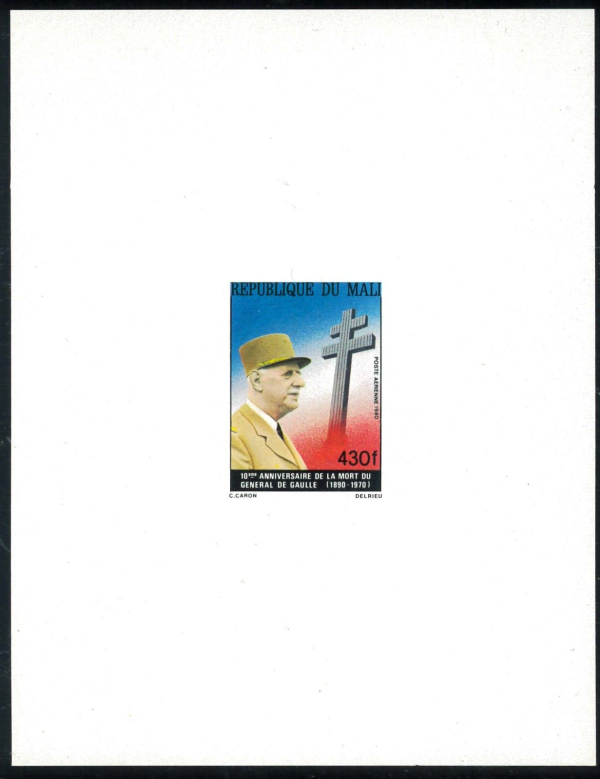 P3296 - MALI 1980 , SCOTT C403/4 2 DE LUXE PROOFS , General De Gaulle - immagine 2