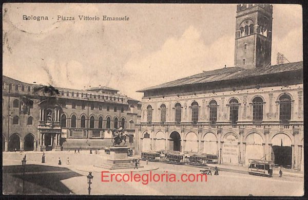 ae2055 - CARTOLINA  D'EPOCA - Bologna Città - Piazza Vittorio Emanuele  1915