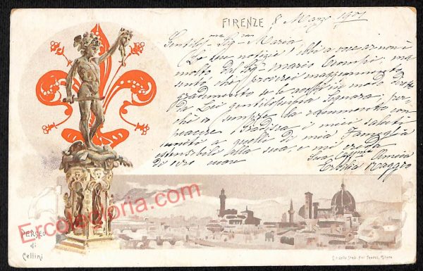 ae7162 - CARTOLINA D'EPOCA - Firenze Città - Perseo di Cellini  1901