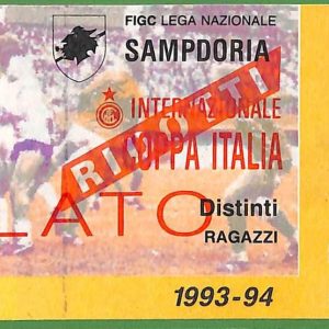 ZA2070- Vecchio  BIGLIETTO PARTITA  CALCIO - 1993 / 1993 : SAMPDORIA  vs INTER