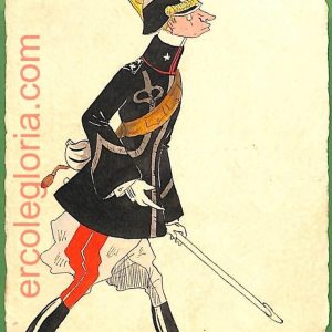 ah1743 - CARTOLINA EPOCA dipinta a MANO - Costume Militare CAVALLERIA Savoia