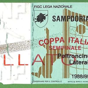 ZA2085 - Vecchio  BIGLIETTO PARTITA  CALCIO - 1988 / 1989 :SAMPDORIA vs ATALANTA