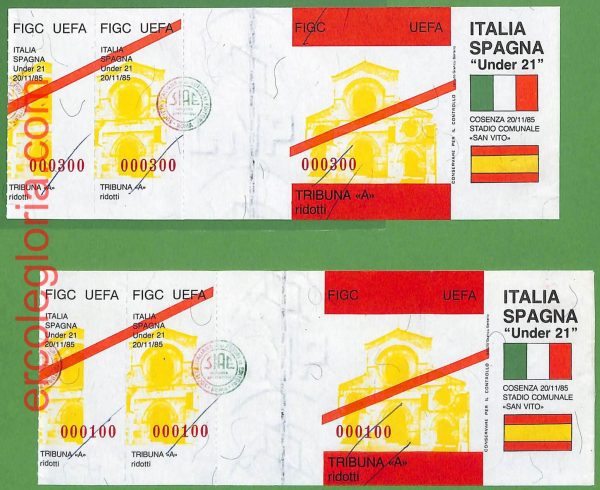 ZA2334 - Vecchio  BIGLIETTO PARTITA  CALCIO - 1985 : Italy vs Spain - immagine 2