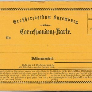 50794  - LUXEMBOURG -  POSTAL HISTORY: STATIONERY CARD - Higgings & Gage# 9