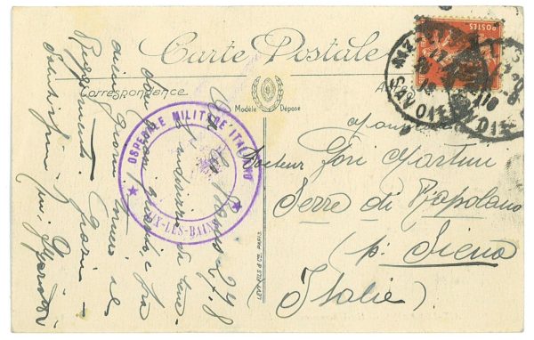 P4027 - FRANCIA/ITALIA, PRESENZA ITALIANA AL ESTERO. AIX LES BAINS 1918