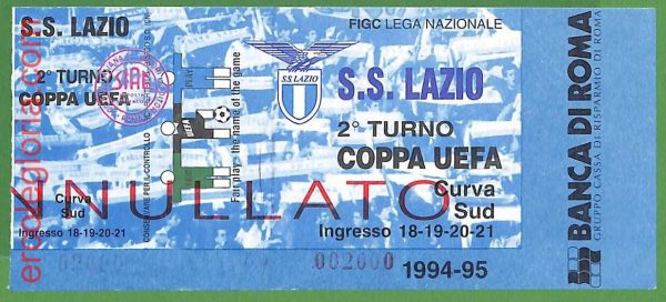 ZA2059 - Vecchio  BIGLIETTO PARTITA  CALCIO - 1994/1995 : Lazio