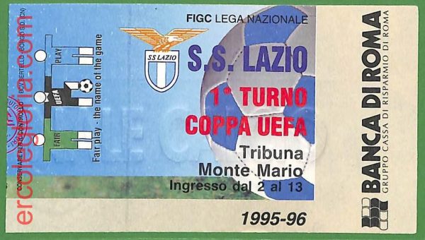 ZA2060 - Vecchio  BIGLIETTO PARTITA  CALCIO - 1995/1996 : S.S.Lazio
