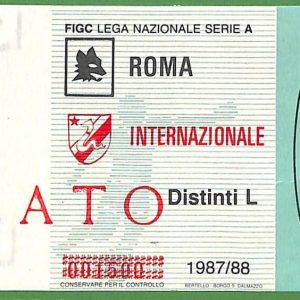 ZA1949 - Vecchio  BIGLIETTO PARTITA  CALCIO - 1987/1988 : Roma vs Inter