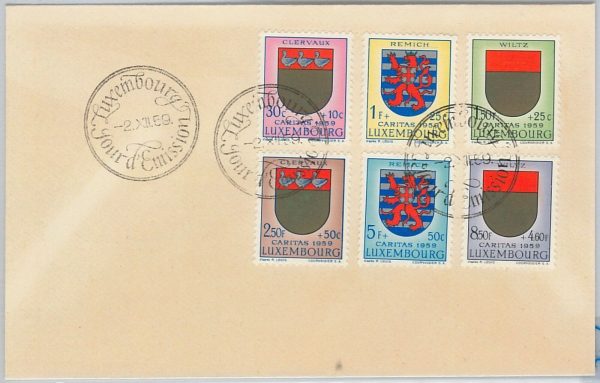 56224 - LUXEMBOURG - POSTAL HISTORY: MICHEL 616/7  FDC COVER 1959  HERALDRY Lion