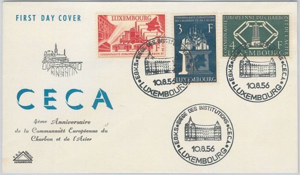 56223 - LUXEMBOURG - POSTAL HISTORY: MICHEL 552 /4  FDC COVER 1956 ARCHITECTURE