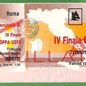 ZA1962 - Vecchio  BIGLIETTO PARTITA  CALCIO - 1992/1993 : Roma vs Borussia D.