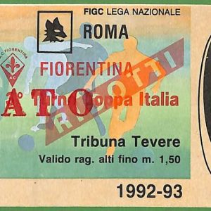 ZA1964 - Vecchio  BIGLIETTO PARTITA  CALCIO - 1992/1993 : Roma vs Fiorentina