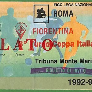ZA1965 - Vecchio  BIGLIETTO PARTITA  CALCIO - 1992/1993 : Roma vs Fiorentina
