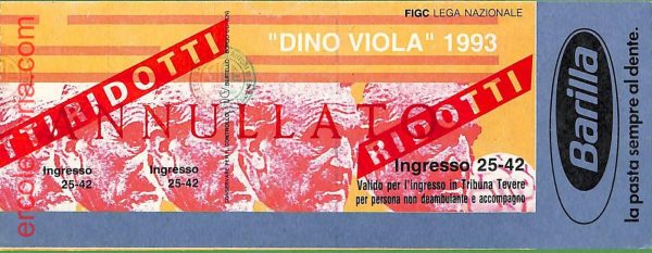 ZA1977 - Vecchio  BIGLIETTO PARTITA  CALCIO - 1993 : ''Dino Viola''