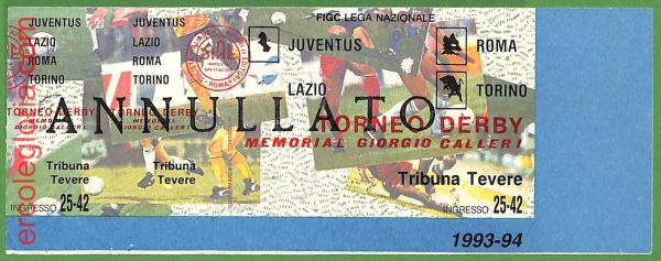 ZA1982 - Vecchio  BIGLIETTO PARTITA  CALCIO - 1993/94 : Roma vs Torino