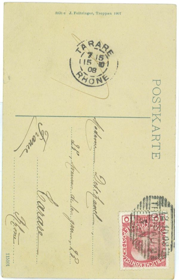 29473 -  Ansichtskarten VINTAGE POSTCARD: Czech CZECHOSLOVAKIA -   TABOR  1908 - immagine 2