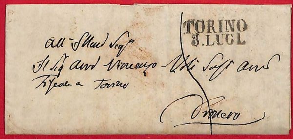 ai5742 - STORIA POSTALE - Busta PREFILATELICA - TORINO  1840