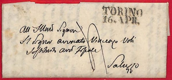 ai5743 - STORIA POSTALE - Busta PREFILATELICA - TORINO  1840