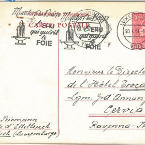 56336 - LUXEMBOURG - POSTAL HISTORY: STATIONERY CARD with MEDICINE POSTMARK 1957