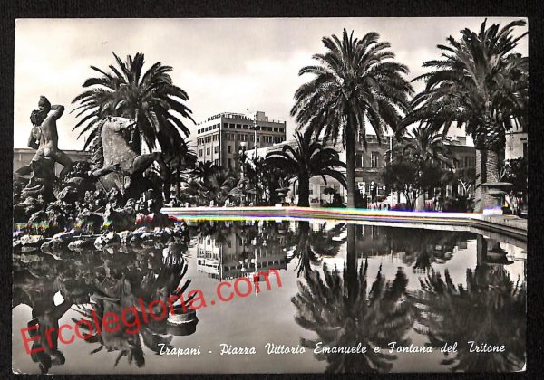 ai9247 - CARTOLINA D'EPOCA - Trapani Città - Fontana del Tritone