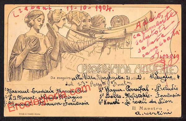 ai9283 - CARTOLINA D'EPOCA - Trapani - Cartolina Programma Musicale