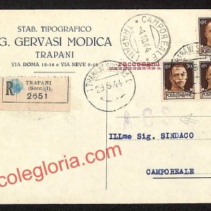 ai9293 -  STORIA POSTALE - Trapani Città - Stabb. Tipografico G. Gervasi Modica