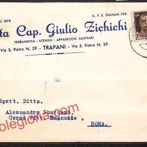 ai9294 -  STORIA POSTALE - Trapani Città - Ditta Cap. Giulio Zichichi