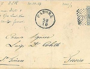 14509 ITALIA REGNO: BUSTA con annullo AUSTRIACO: CADORE + Numerale 2641 - 1867