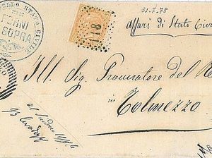14508  ITALIA REGNO: BUSTA con annullo AUSTRIACO: AMPEZZO + Numerale 1187 - 1875