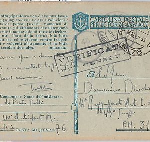 57051 - POSTA MILITARE - STORIA POSTALE -  PM 76 su CARTOLINA in FRANCHIGIA 1942