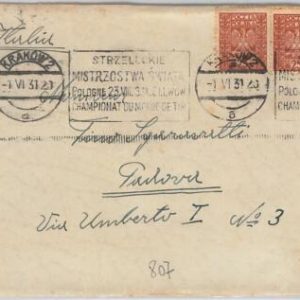 45832- POLAND  Postal History - special postmark on COVER 1931-sport SHOOTING
