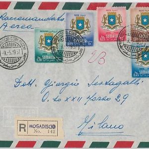 54082 - ITALIA COLONIE: SOMALIA - Sassone 40/42  +  POSTA AERA 36 / 37 su BUSTA