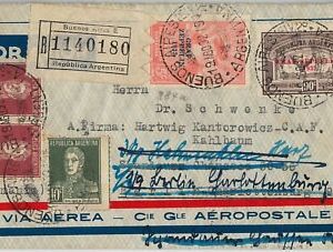 39412  - ARGENTINA - POSTAL HISTORY - GRAFF ZEPPELING stamps on FORWARDED cover