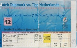 69453 -  BIGLIETTO PARTITA CALCIO 2000:  DENMARK / NETHERLANDS - FIFA WORLD CUP
