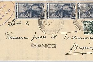 REPUBBLICA - Storia Postale: ANNULLO MUTO EMERGENZA su BUSTA da  GIANICO 1953
