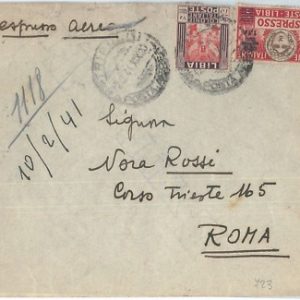 71579  - STORIA POSTALE -  LIBIA Libya 1941 - Busta ESPRESSO AEREO per Roma