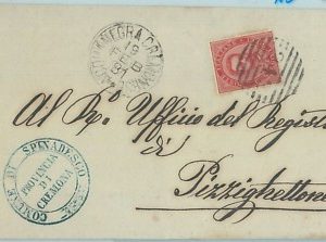 68554 -  REGNO - STORIA POSTALE : BUSTA da ACQUA NEGRA CREMONESE 1881 Cremona