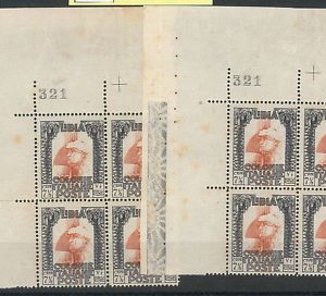 66173 - LIBIA - Sassone 103  - 2 QUARTINE  con numero  di TAVOLA