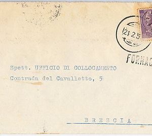 REPUBBLICA - Storia Postale: ANNULLO MUTO EMERGENZA su BUSTA da  FORNACI 1957