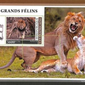 A7295 - CENTRAFRICAINE - ERROR MISPERF Stamp Sheet - 2022 - Lions, Amimals