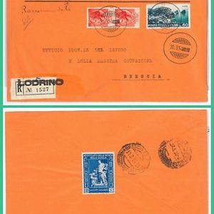 REPUBBLICA - Storia Postale: ANNULLO MUTO EMERGENZA su BUSTA da  LODRINO 1954