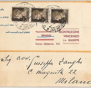 CARTOLINA d'Epoca - BRINDISI Città - PUBBLICITARIA 1940